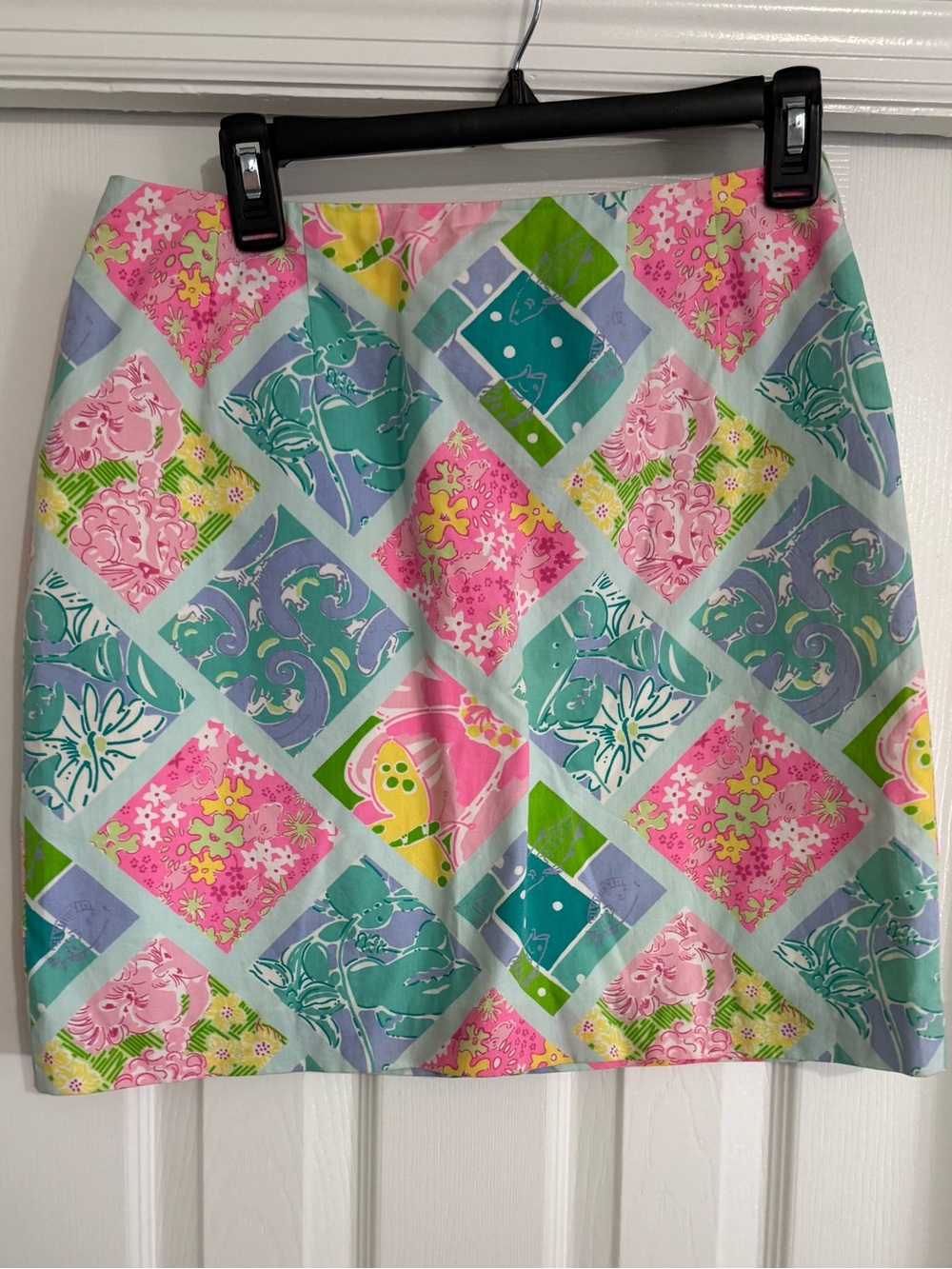 Lilly Pulitzer Pastel Patchwork Mini Skirt in Pink, Mint, Aqua, Lavender, Yellow